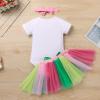 IBTOM CASTLE Baby Photoshoot Outfits Girl - Kids Girls Tutu Skirt Sets with Diaper Cover Soft Tulle Bloomers Princess Romer Dress Bodysuit Jumsuit Photoshoot Easter Dance Clothes Green - 1st 1T view 4