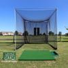 Cimarronsports 10x10x10 Masters Golf Net w Frame Kit, 5x5 TeeLine Golf Mat, & Ball Tray view 2