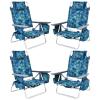 Tangkula Set of 4 Backpack Beach Chair, 5-Position Lay Flat Beach Chairs with Cooler Bag, 2 Cup Holders, Towel Bar, Lightweight Low Folding Beach Chair with Backpack Straps, Navy view 1