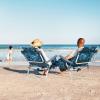 Tangkula Set of 4 Backpack Beach Chair, 5-Position Lay Flat Beach Chairs with Cooler Bag, 2 Cup Holders, Towel Bar, Lightweight Low Folding Beach Chair with Backpack Straps, Navy view 2