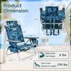 Tangkula Set of 4 Backpack Beach Chair, 5-Position Lay Flat Beach Chairs with Cooler Bag, 2 Cup Holders, Towel Bar, Lightweight Low Folding Beach Chair with Backpack Straps, Navy view 3
