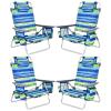 Tangkula Set of 4 Backpack Beach Chair, 5-Position Lay Flat Beach Chairs with Cooler Bag, 2 Cup Holders, Towel Bar, Lightweight Folding Beach Chair with Backpack Straps view 1