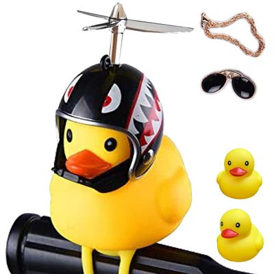 ACEDOAMARE Duck Bike Bell, Cute Rubber Yellow Duck Bicycle Accessories with LED Light Propeller Helmet Squeeze Horns for Cycling Motorcycle Handlebar Bicycle (Shark)