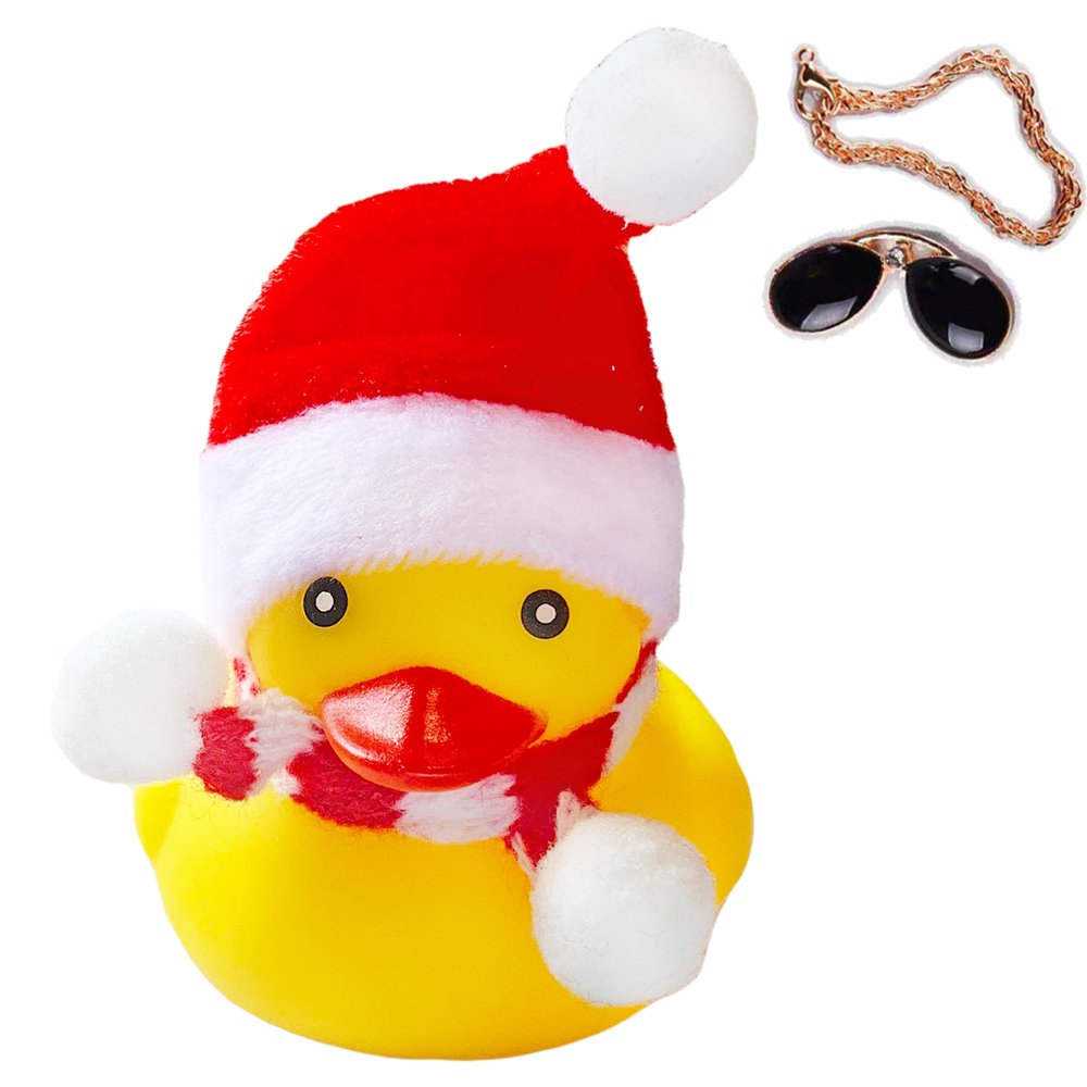 ACEDOAMARE Duck Bike Bell, Cute Rubber Yellow Duck Bicycle Accessories with LED Light Propeller Helmet Squeeze Horns for Cycling Motorcycle Handlebar Bicycle (Red+White Scarf)