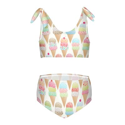 Aflyko Girls' Swimwear Icecream Cherry 2-Piece Bikini Set Summer Swimsuit Holiday Bathing Suit Hawaii Beachwear Water Sport Tankini Set 7-8T