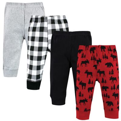 Hudson Baby Unisex Baby Cotton Pants and Leggings, Red Moose Bear, 6-9 Months