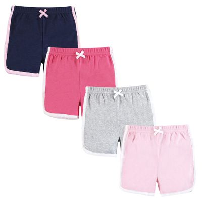 Hudson Baby Unisex Baby and Toddler Shorts Bottoms 4-Pack, Pink Navy, 0-3 Months