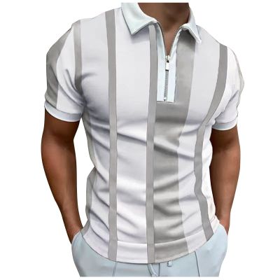 Mens Zipper Polo Shirts Short Sleeve Casual Slim Fit Athletic Tennis Golf Polos T-Shirt Tops Blouses and Shirts