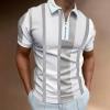 Mens Zipper Polo Shirts Short Sleeve Casual Slim Fit Athletic Tennis Golf Polos T-Shirt Tops Blouses and Shirts view 2