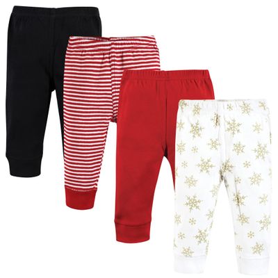 Hudson Baby Unisex Baby Cotton Pants and Leggings, Gold Snowflake, 12-18 Months