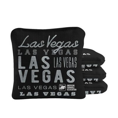 Skip's Garage ACA Synergy Pro Dual Sided Cornhole Bags | Las Vegas Black Design | Set of (4) All-Weather Resin Filled Stick & Slide Corn Hole Bags