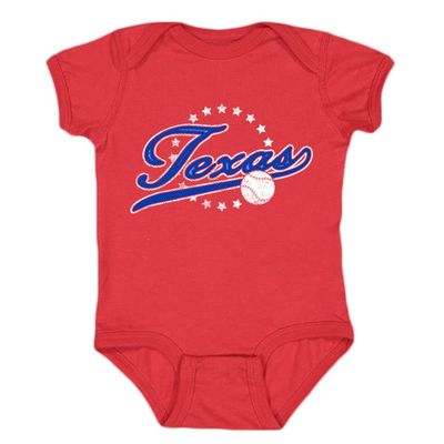 Texas Vintage Kid's Baby Bodysuit for Baseball Fans (Red, 6M)