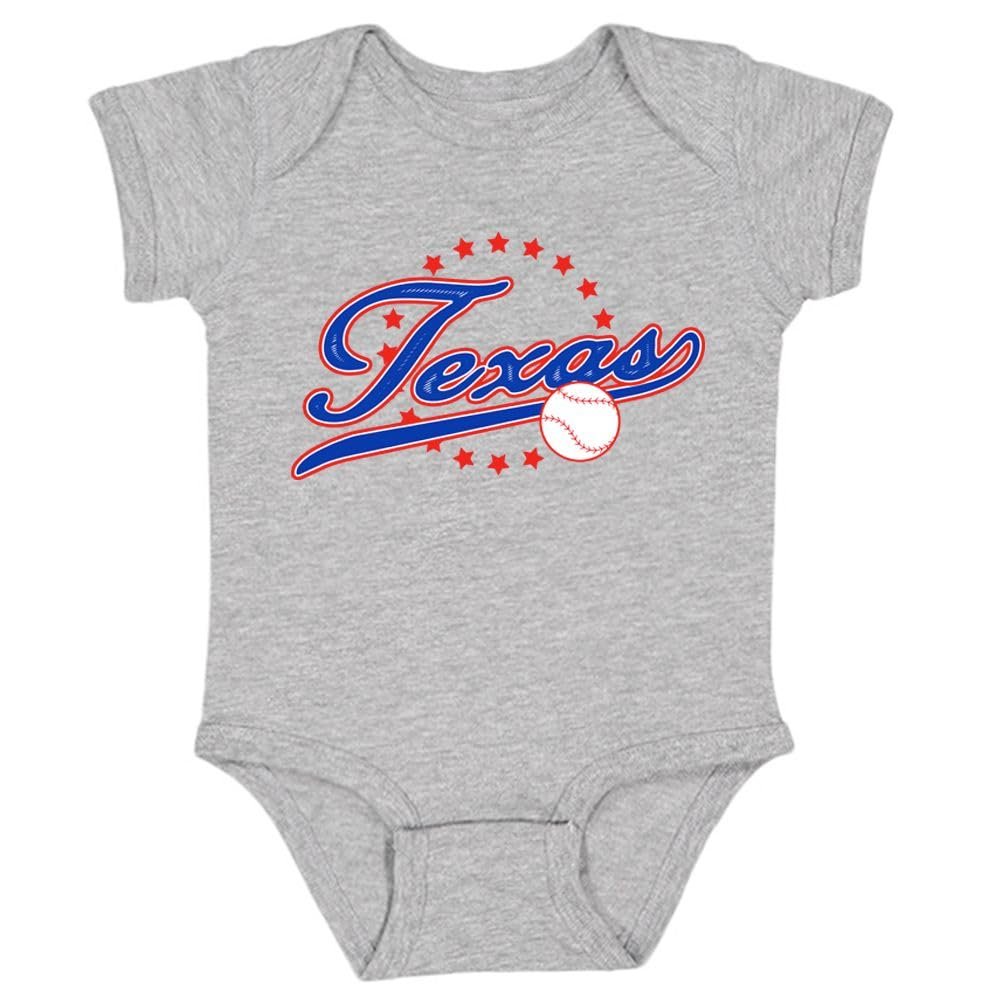 Texas Vintage Kid's Baby Bodysuit for Baseball Fans (Sport Grey, 6M)