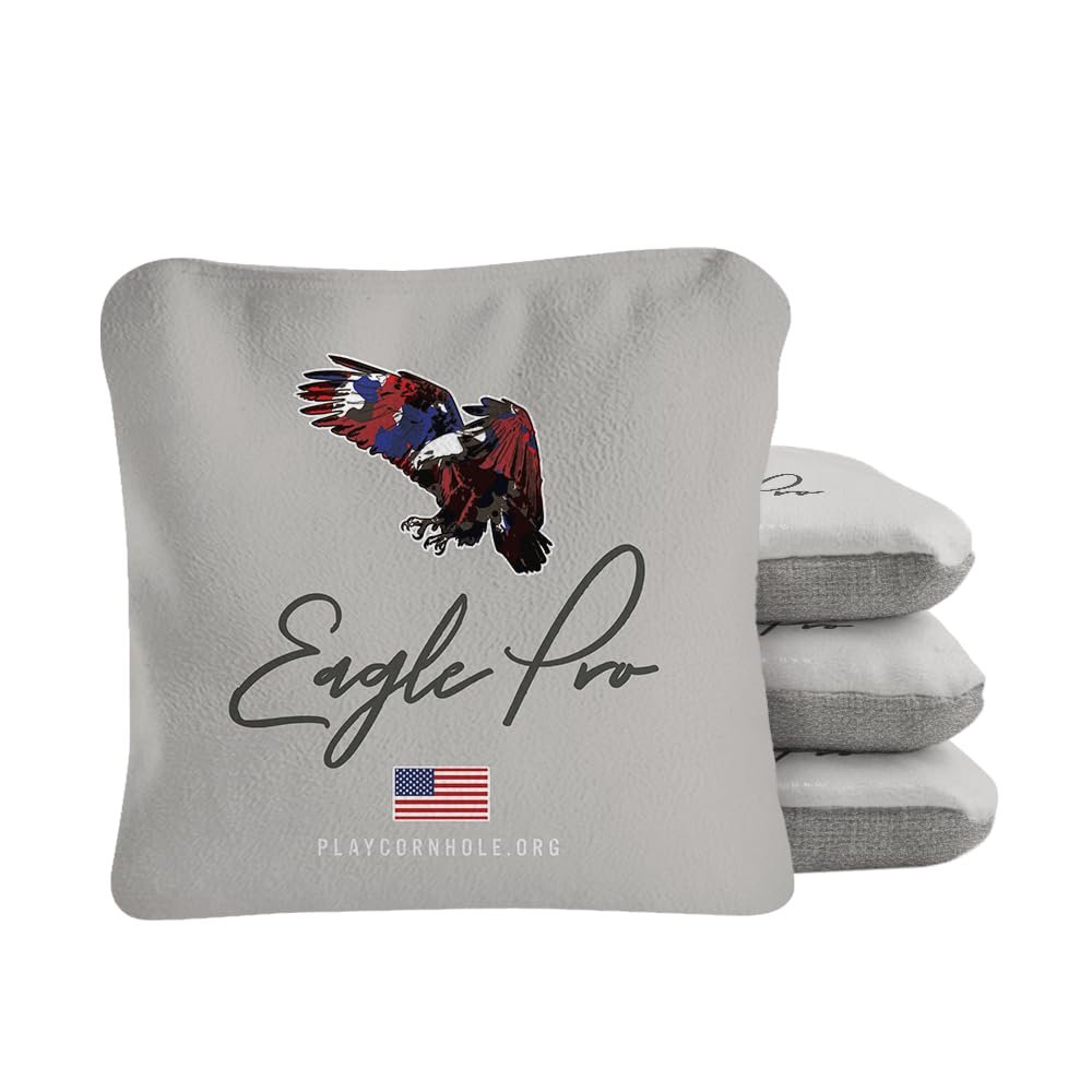 Skip's Garage ACA Synergy Pro Dual Sided Cornhole Bags | Eagle Gray Design | Set of (4) All-Weather Resin Filled Stick & Slide Corn Hole Bags