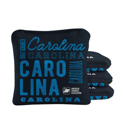 Skip's Garage ACA Synergy Pro Dual Sided Cornhole Bags | Carolina Dark Blue Design | Set of (4) All-Weather Resin Filled Stick & Slide Corn Hole Bags
