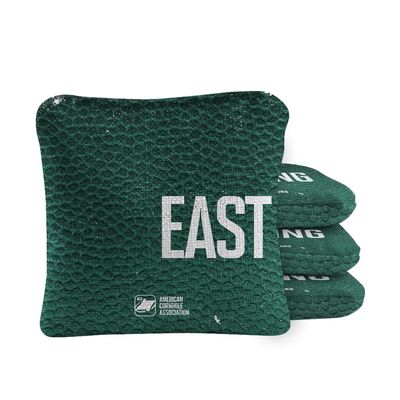 Skip's Garage ACA Synergy Pro Dual Sided Cornhole Bags | East Lansing Green Design | Set of (4) All-Weather Resin Filled Stick & Slide Corn Hole Bags