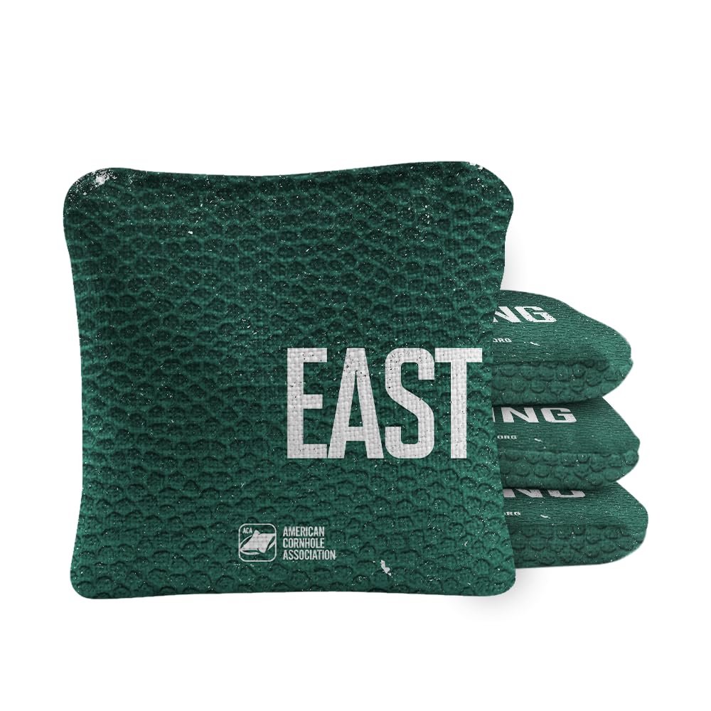 Skip's Garage ACA Synergy Pro Dual Sided Cornhole Bags | East Lansing Green Design | Set of (4) All-Weather Resin Filled Stick & Slide Corn Hole Bags