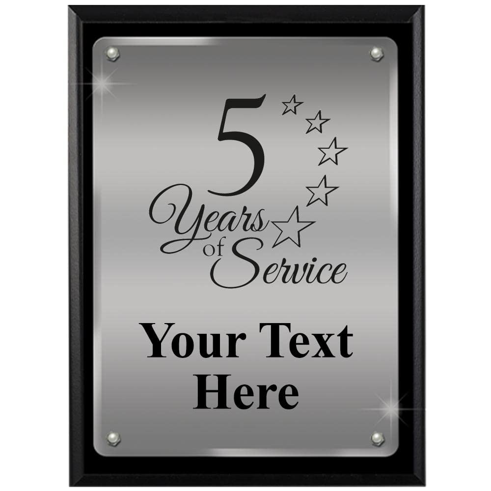 Crown Awards 5 Years of Service Personalized Floating Acrylic Plaque, 9 x 12 Engraved Custom Plaque Prime