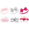 Hudson Baby Infant Girl Headband and Socks Giftset, Pink Gray Flower, One Size view 1