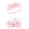 Hudson Baby Infant Girl Headband and Socks Giftset, Pink Gray Flower, One Size view 3