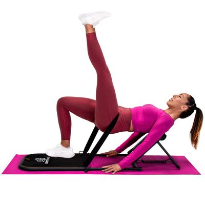 BootyBridge Glute Trainer + Glute Bridge Workout Equipment for Women + Home Gym Exercise Machines for A Total Body Workout + Lower Body Trainer & Bridge Pad