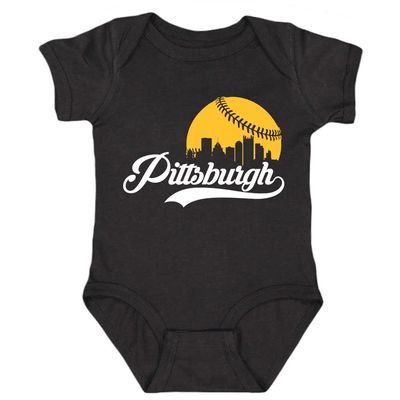 Xtreme Apparrel Pittsburgh Skyline Kid's Bodysuit for Baseball Fans (Black, 6M)