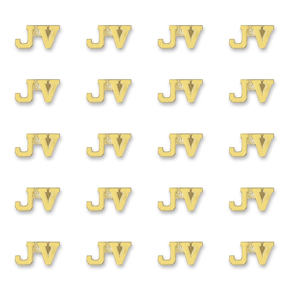 SHOP AWARDS AND GIFTS 7/16 Inch Gold JV Sports Chenille Lapel Pin, Achievement Recognition Gifts, Bulk Pack of 20
