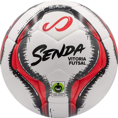 Senda Vitoria Premium Match Futsal Ball, Fair Trade Certified, Red/Grey, Size 3 (Ages 8-12)