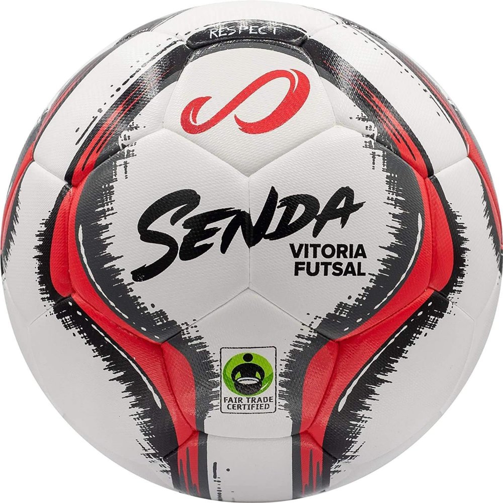 Senda Vitoria Premium Match Futsal Ball, Fair Trade Certified, Red/Grey, Size 3 (Ages 8-12)