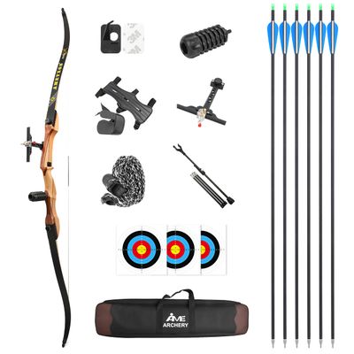 Takedown Recurve Bow and Arrow Set - Archery Bows for Adults & Youth Right Handed Kits, 14~40lbs Wooden Long Bow for Outdoor Hunting Training (Draw Weight 20 Lbs, 66)
