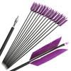 AMEYXGS 6/12 Pcs 30 Inch Archery Carbon Arrows Target Practice Flu Flu Arrows Spine 500 Small Game Arrows 4 Feathers Fletching with 100 Grain Judo Arrowheads for Practice Targeting view 1