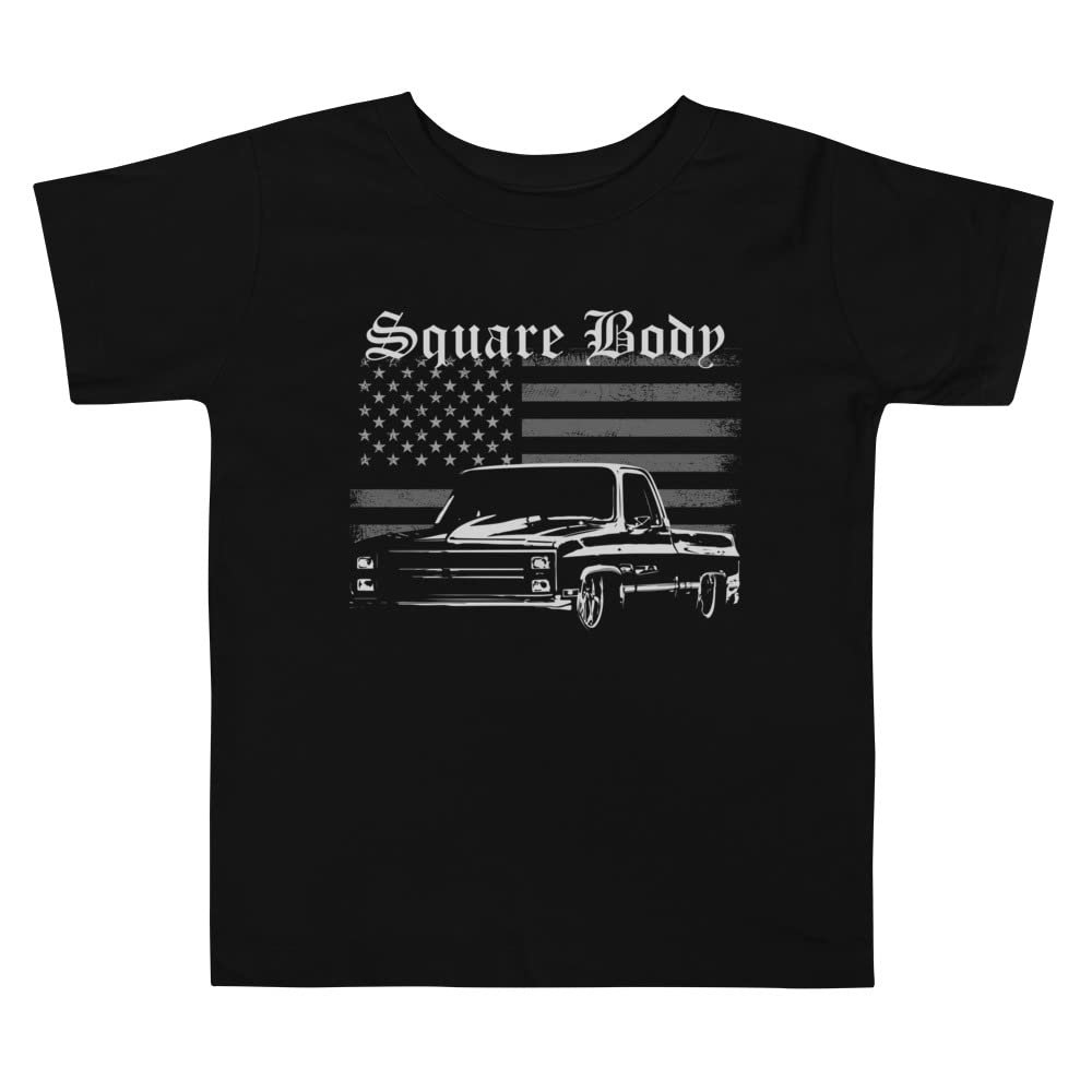 1983 Slammed Chevy C10 Custom Low Rider Square Body Pickup Truck Club Show Toddler Short Sleeve Tee Black