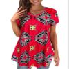 Afibi Womens Print Shirt African Dashiki Short Sleeve V Neck Loose Tunic Tops (XXX-Large, Red Yellow) view 2