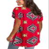 Afibi Womens Print Shirt African Dashiki Short Sleeve V Neck Loose Tunic Tops (XXX-Large, Red Yellow) view 4