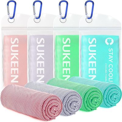 Sukeen 4 Pack Cooling Towel (40"x12") for Sweat, Quick-Drying Neck Cooling Wraps, Soft & Breathable Chilly Sports Towel for Yoga, Sport, Running, Workout, Cooking, Microfiber