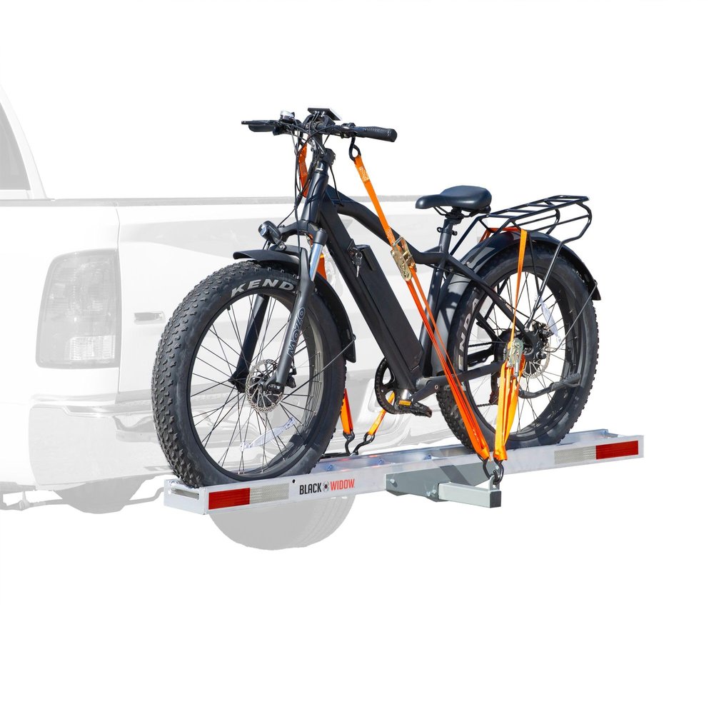 Black Widow e-Bike or Fat Tire Bike Rack Roll-On Roll-Off Ramp 400 lb. Capacity Anti-Rattle Device 2" Receiver