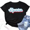 4th of July Shirts for Women America Printed Tshirt Patriotic Vintage USA Tee Tops Black view 2