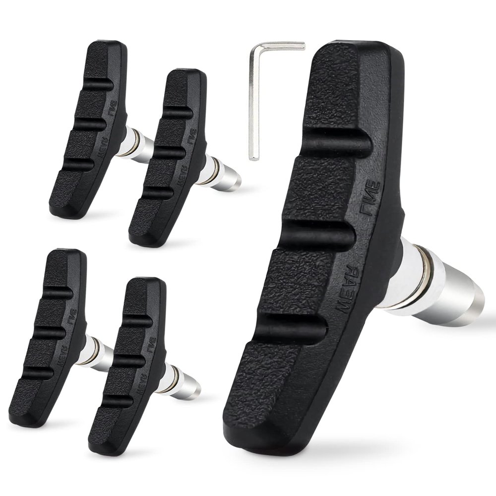 UADBAU 2 Pairs Bike Brake Pad Set - Professional Mountain and Road Bicycle 70mm V-Brake Pads - Bike Brake Blocks Kit with Hex Nut and Shims - No Noise No Skid - Black