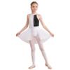 FEESHOW Girls Sequins Sleeveless Ballet Lyrical Dance Dress Kids Cutout Back Leotard with High Low Skirt Outfits White&Black 16 Years view 3