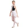 FEESHOW Girls Sequins Sleeveless Ballet Lyrical Dance Dress Kids Cutout Back Leotard with High Low Skirt Outfits White&Black 16 Years view 4