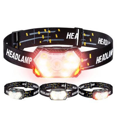 GOANDO Headlamp Rechargeable 2500 Lumen LED Head Lights for Forehead 2 Pack Bright Head Lamp with Red Light Sensor Mode Waterproof Flashlights Running Lights for Running Cycling Working Camping