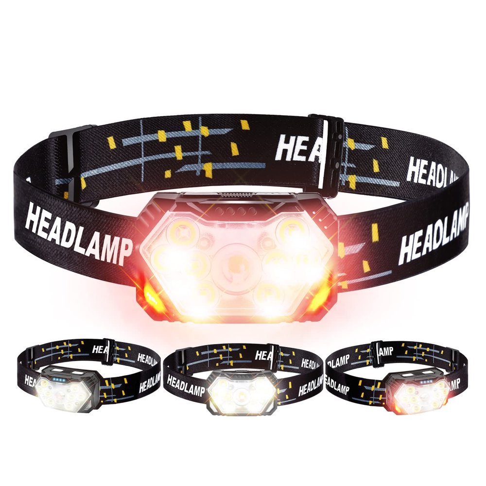 GOANDO Headlamp Rechargeable 2500 Lumen LED Head Lights for Forehead 2 Pack Bright Head Lamp with Red Light Sensor Mode Waterproof Flashlights Running Lights for Running Cycling Working Camping