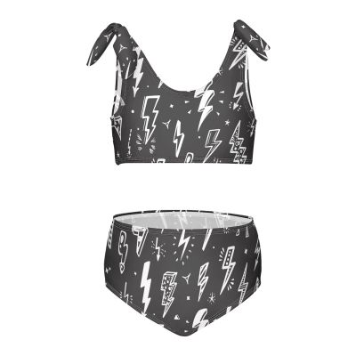 Aflyko Girls' Swimwear Lightning Bolts Doodle 2-Piece Bikini Set Beachwear 3-10T