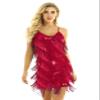 Yartina Women's Sequin Fringe Latin Dance Dress 1920s Flapper Vintage Dress Cocktail Party Ballroom Dancewear Costume Red One_Size view 1