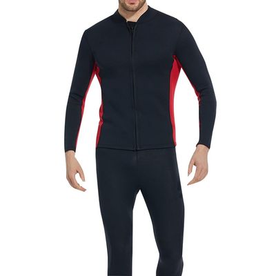 Wetsuit Top Jacket Men 2mm Neoprene Long Sleeves Swimsuit Swimsuit Warm Front Zip for Water Sports (Color : Red, Size : X-Large)