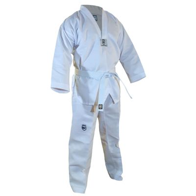 ELITE - Classic White Collar Taekwondo Uniform (TKD Dobok) Ribbed Fabric (160 (2))
