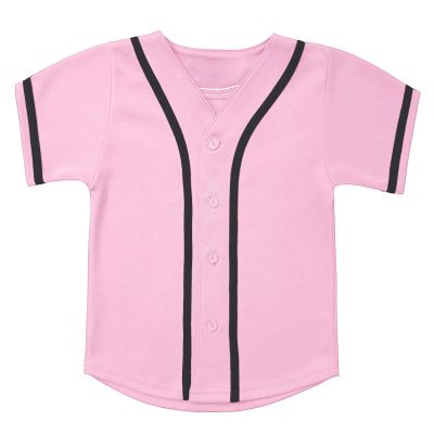 babyhealthy Kids Baseball Jersey Button Down Hip Hop Personalized Sport T Shirts Tops for Boys Grils Pink