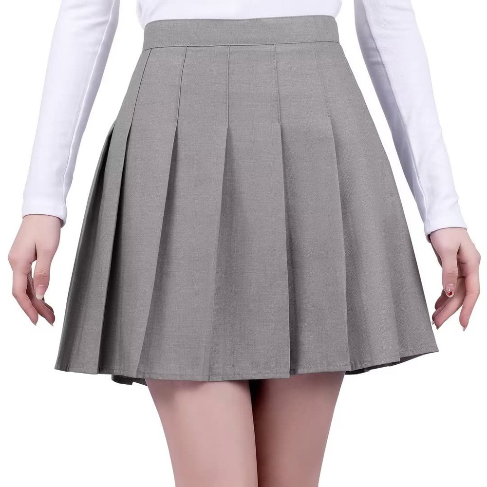 Pleated Skirts for Girls Cheer Mini Skirt Light Grey Girls' Novelty Skirts Skorts School Uniform Size 8