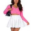 White Pleated Tennis Skirt for Women Trendy with Shorts Women's Novelty Skirts Skorts Golf Outfit L view 3