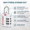 Forge Open Alert TSA Approved Luggage Locks - 3 Digit Combination, Easy Read Dials, Zinc Alloy Body - Ideal Travel Lock for Luggage, Suitcases, Bags & Toolboxes. White 2 Locks. view 2
